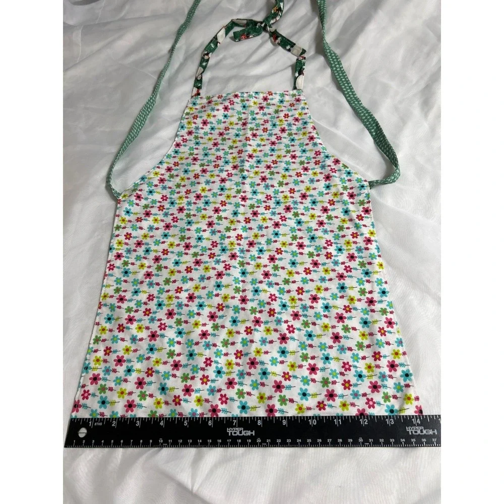 Kids Reversible Apron Penguin Floral Print Cooking Baking Kitchen - Picture 6 of 7